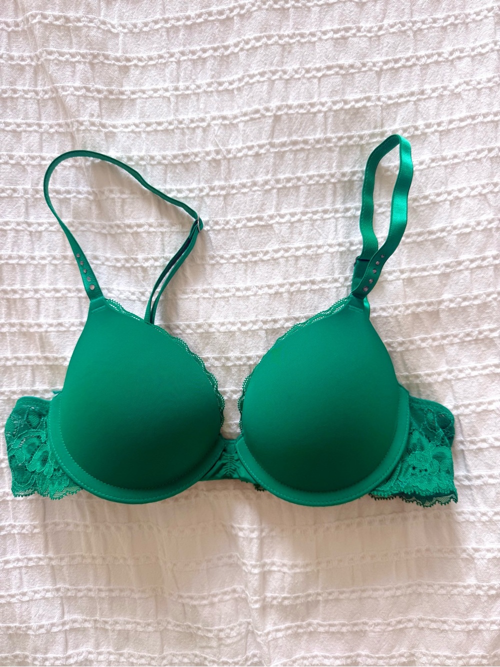 aerie Emerald Green Lace-Trim Push-Up Bra